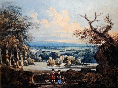 View of Arundel Castle with Countrywomen in the Foreground, c.1796 by Thomas Girtin