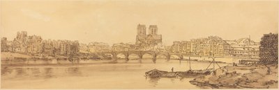 View of Pont de la Tournelle and Notre Dame Taken from the Arsenal: pl.11 by Thomas Girtin