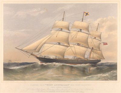 Clipper Ship West Australian 600 Tons Register, c.1857-60 by Thomas Goldsworth Dutton