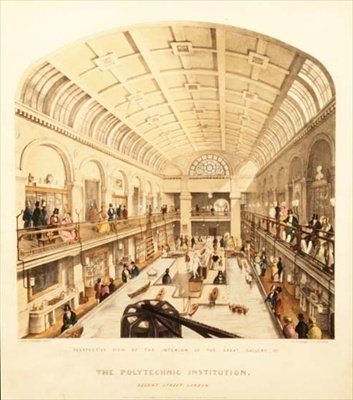Interior View of the Great Gallery at the Polytechnic Institution, Regent Street, c.1838 by Thomas Goldsworth Dutton