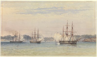 The China War 1857, three of HM Ships bombarding and ship