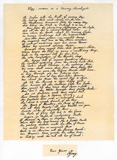 Elegy, Written in a Country Churchyard by Thomas Gray