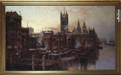 A View of the Houses of Parliament from the River Thames, London by Thomas Greenhalgh