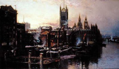 View of the Houses of Parliament from the River Thames, London by Thomas Greenhalgh