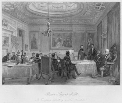 Barber Surgeons Hall. The Company admitting a New Member, c1841 by Thomas H. Ellis