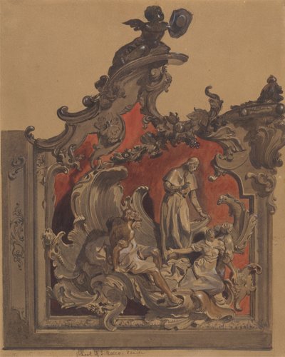 School of St. Rocco, Venice, Study of Curved Decoration by Thomas Hartley Cromek
