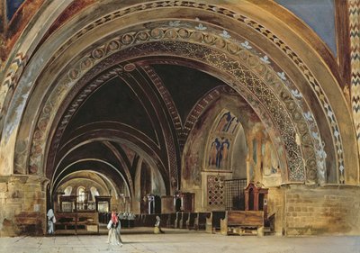 The Interior of the Lower Basilica of St. Francis of Assisi, 1839 by Thomas Hartley Cromek
