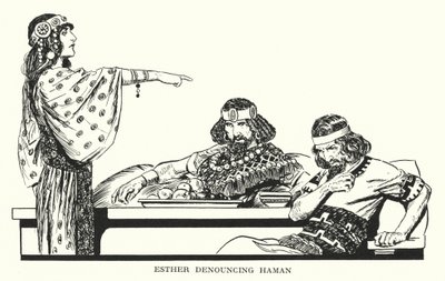 Esther Denouncing Haman by Thomas Heath Robinson