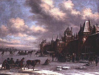 Dutch Skating Scene on an Estuary by Thomas Heeremans