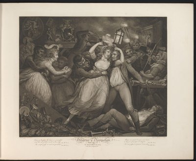 Wanton Maid Enjoying Herself in a Tavern (Plate 7. The Wanton Revelling with Her Companions, Virtue and Vice, Diligence & Dissipation) by Thomas Hellyer