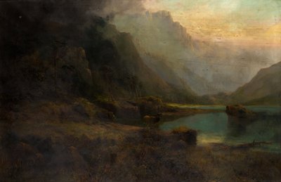 Highland Loch with Stag by Thomas Henry Gibb