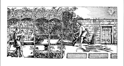 Arbour being built as a shade against the sun, from 