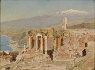 View of the Ruins of the Greek Theater at Taormina and Mount Etna, Sicily by Thomas Hiram Hotchkiss