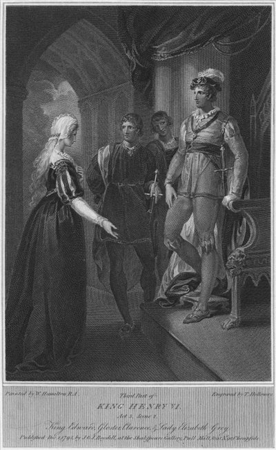 Third Part of King Henry VI. Act 3. Scene 2. King Edward, Gloucester, Clarence & Lady Elizabeth by Thomas Holloway