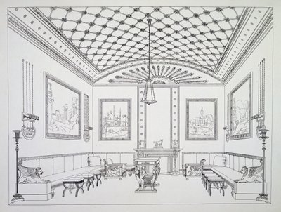 Drawing room, illustration from Household Furniture and Interior Decoration by Thomas Hope