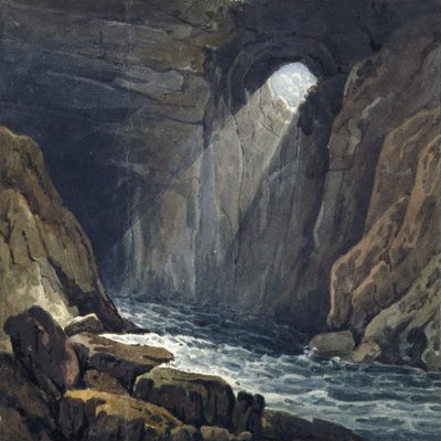Interior of the Cave at Porth yr Ogof by Thomas Hornor