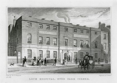 Lock Hospital, Hyde Park Hospital by Thomas Hosmer (after) Shepherd