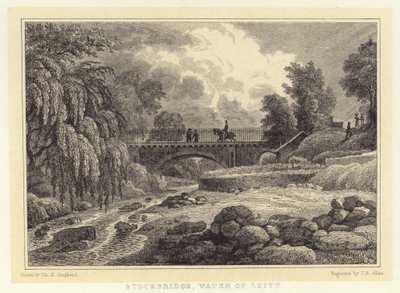 Stockbridge, Water of Leith by Thomas Hosmer (after) Shepherd