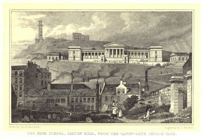The High School, Calton Hill, from the Canon-Gate Church Yard by Thomas Hosmer (after) Shepherd