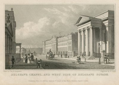 Belgrave Chapel and the west side of Belgrave Square by Thomas Hosmer Shepherd