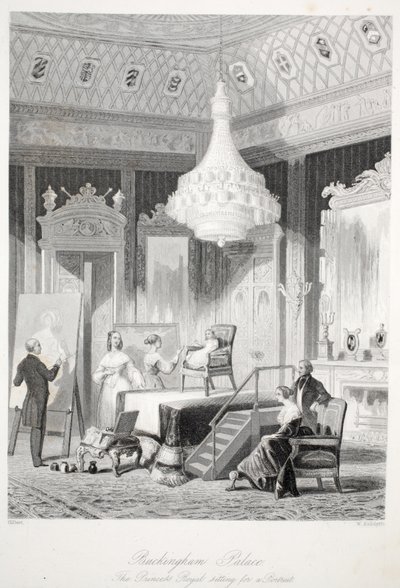 Buckingham Palace - The Princess Royal sitting for a Portrait, from London Interiors with their Costumes and Ceremonies by Thomas Hosmer Shepherd