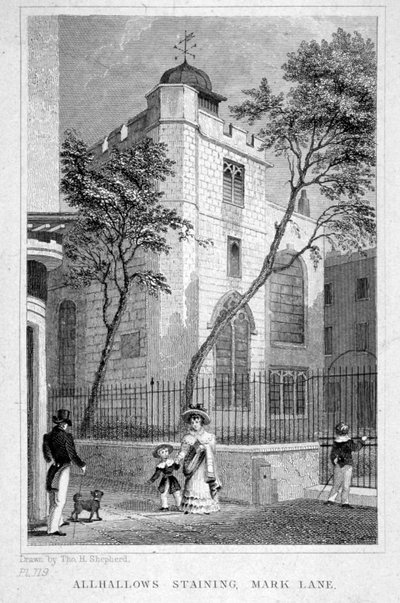 Church of All Hallows Staining, London, 1829 by Thomas Hosmer Shepherd