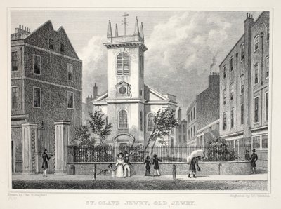 Church of St Olave Jewry, Old Jewry, from London and its Environs in the Nineteenth Century by Thomas Hosmer Shepherd