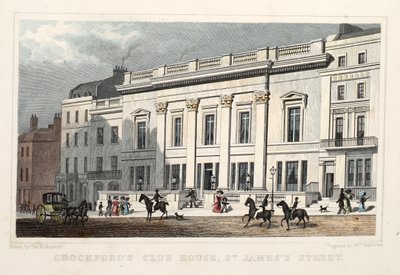 Crockfords Club House, St. James Street, pub. 1828 by Thomas Hosmer Shepherd