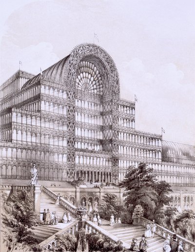 Crystal Palace at Sydenham, the Front of the Great Transept, c.1851-55 by Thomas Hosmer Shepherd