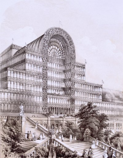 Crystal Palace at Sydenham, the front of the Great Transept by Thomas Hosmer Shepherd