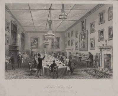 Dinner meeting of the Dilettanti Society, Thatched House Tavern on St Jamess Street, c.1840 by Thomas Hosmer Shepherd