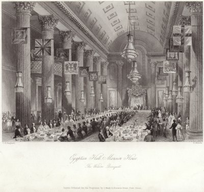 Egyptian Hall at the Mansion House during the Wilson banquet by Thomas Hosmer Shepherd