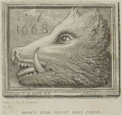 Inn sign from the Boars Head Tavern in Eastcheap, c.1850 by Thomas Hosmer Shepherd