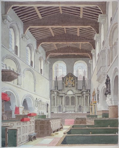 Interior View of the Church of St Bartholomew-the-Great, Smithfield, City of London by Thomas Hosmer Shepherd
