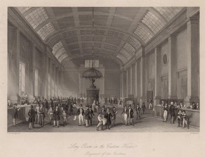 Long Room in the Custom House, London, for the paying of customs duty by Thomas Hosmer Shepherd