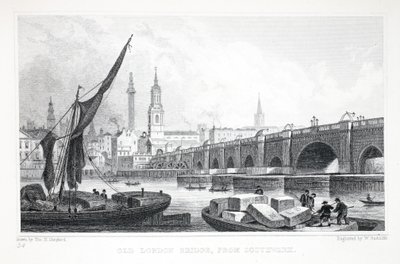 Old London Bridge, from Southwark, from 