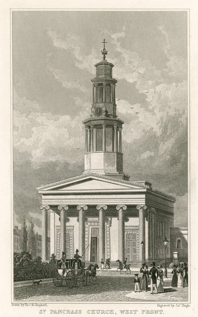 St Pancras Church, West Front by Thomas Hosmer Shepherd