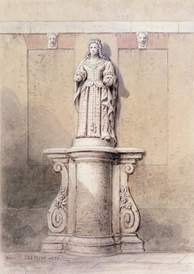 Statue of Queen Anne at the East End of Queen Square, 1851 by Thomas Hosmer Shepherd