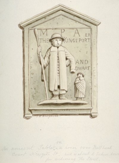 Tablet on a House Over Bull Head Court, Newgate Street, City of London by Thomas Hosmer Shepherd