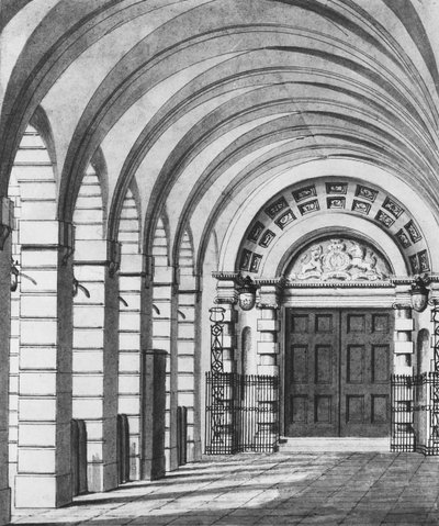 The Piazza Entrance to Covent Garden Theatre (drawing) by Thomas Hosmer Shepherd