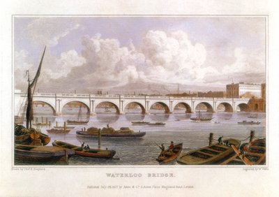 Waterloo Bridge, London, across the Thames by Thomas Hosmer Shepherd