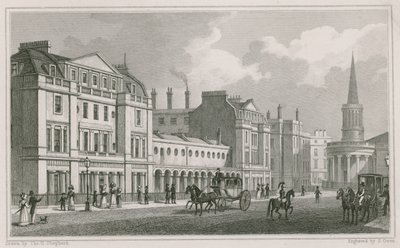 West side of Langham Place, Marylebone, London, including All Souls Church by Thomas Hosmer Shepherd