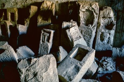 Alabaster mine with unfinished stones, Yemen 1964 by Thomas J. Abercrombie