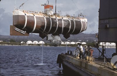 The Submersible Trieste, Apra Harbor, Guam by Thomas J. Abercrombie