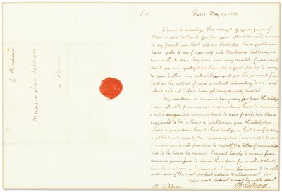 Autograph Letter Signed as United States Ambassador to France, to Giovanni Fabbroni, Paris, 24 May 1789 by Thomas Jefferson