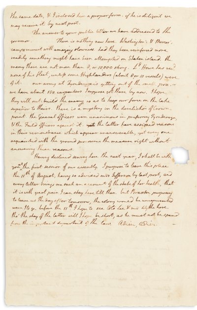 Autograph letter to John Page, Philadelphia, 30 July 1776 by Thomas Jefferson