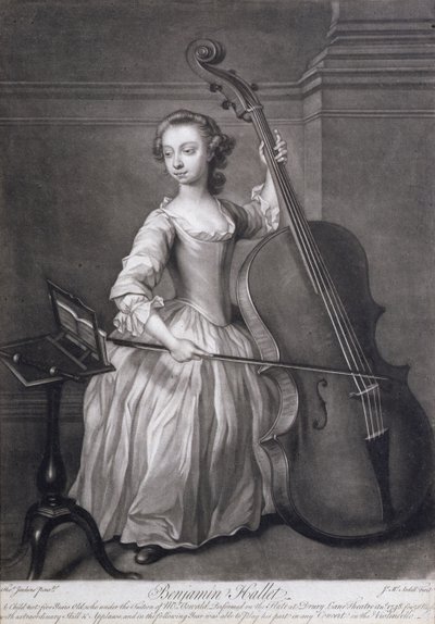 Portrait of Benjamin Hallet Playing the Violincello, Engraved by James McArdell, c.1749 by Thomas Jenkins