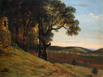 Welsh Landscape with Oak Trees by a Ruin by Thomas Jones