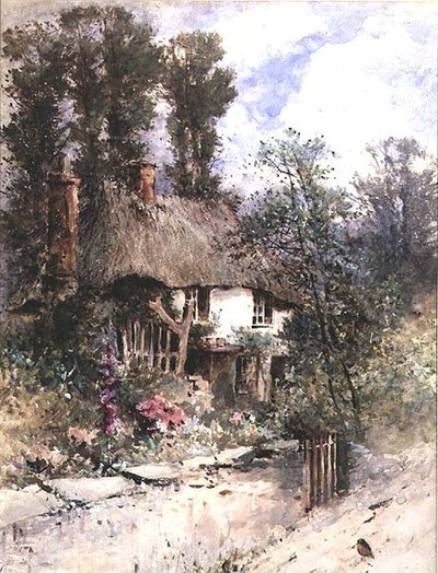 A Thatched Cottage in Summer by Thomas Junior Dingle