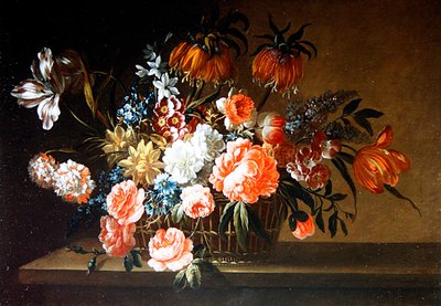 A Still Life of Roses, Carnation and Tulips by Thomas Keyse